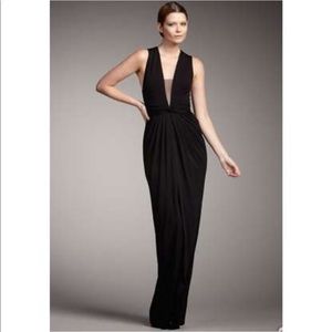 Robert Rodriguez black tie gown with mesh neck.